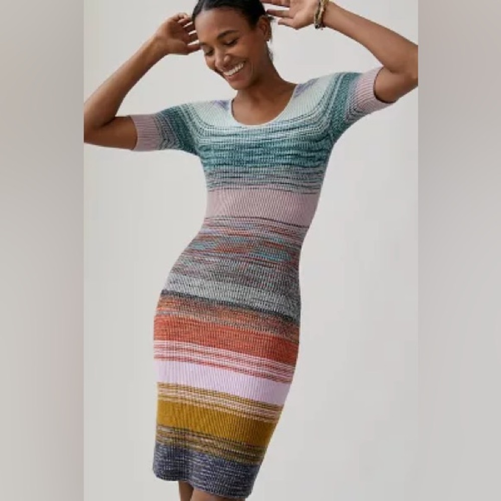 Anthropologie Space-Dyed Knit Midi Dress Size XS